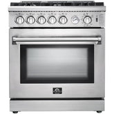 Forno Appliance Package - 30 Inch Gas Range, Wall Mount Range Hood, Refrigerator, AP-FFSGS6275-30-W-4